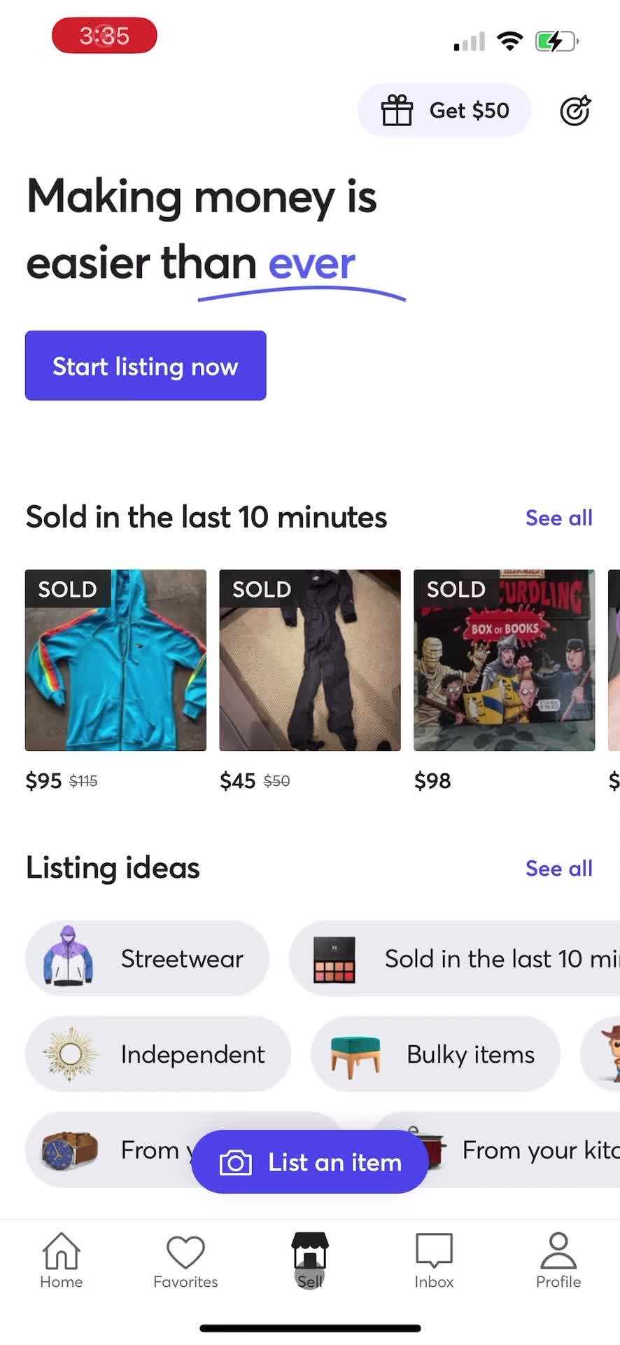 Mercari become a seller screenshot