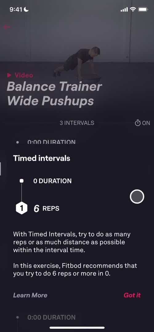 Fitbod exercise details screenshot