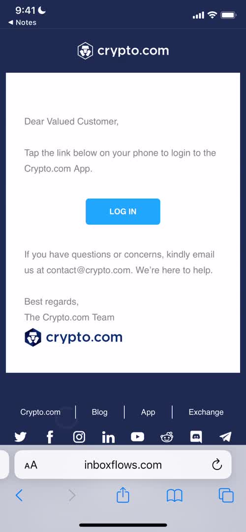 Crypto.com verify email screenshot