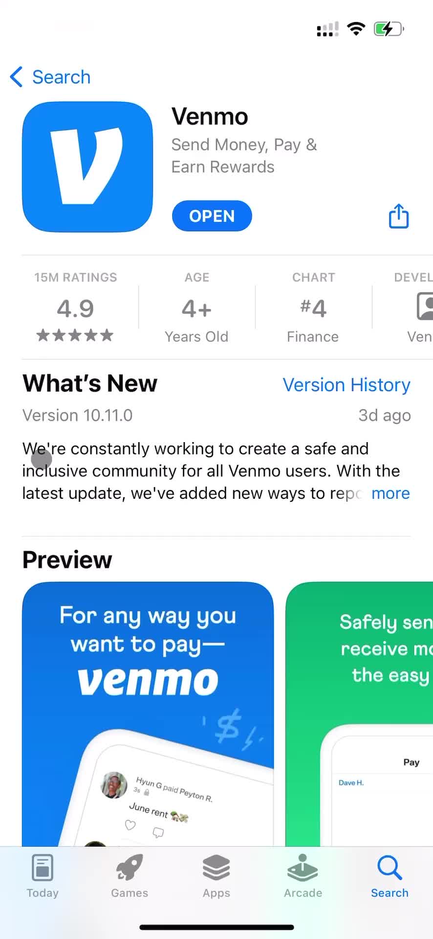 Venmo app store listing screenshot