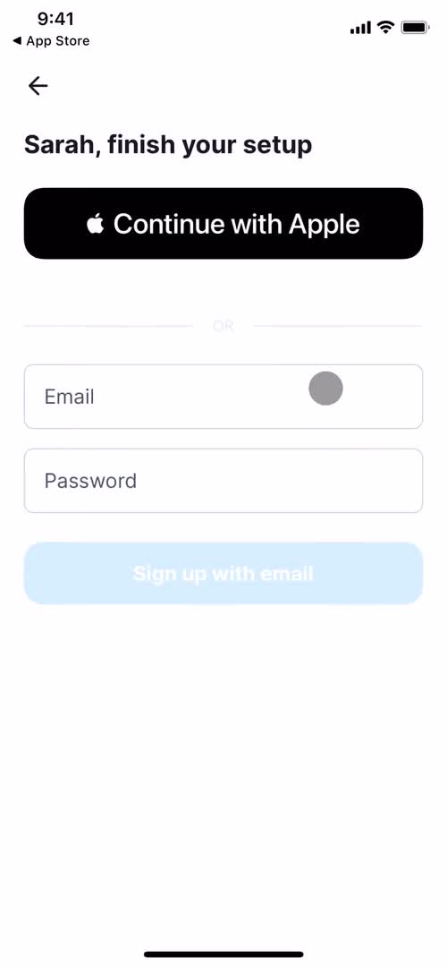 Finimize sign up screenshot