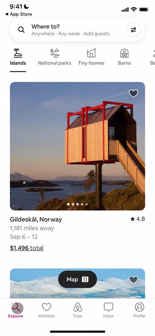 Airbnb explore screenshot