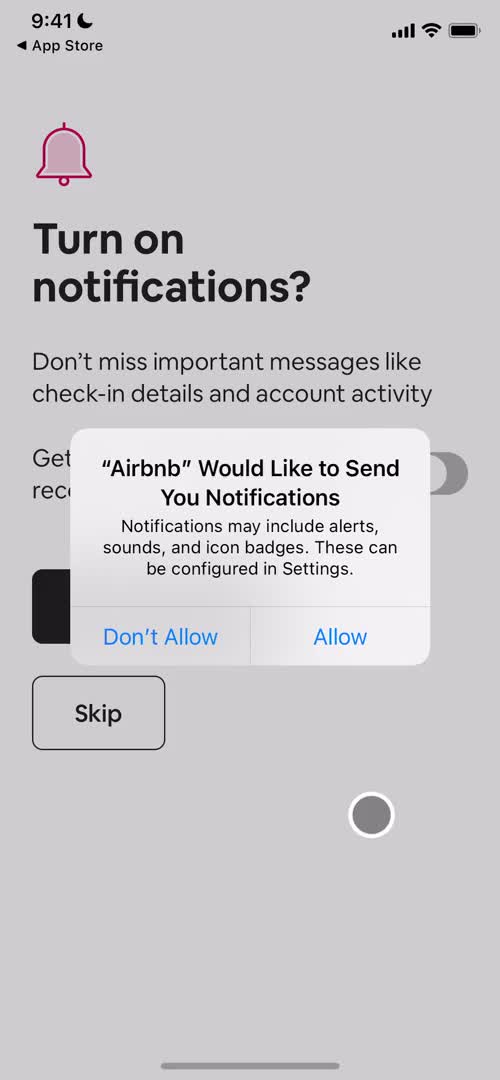 Airbnb enable notifications screenshot