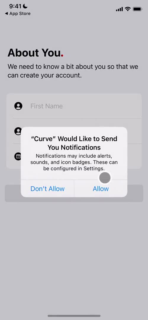 Curve enable notifications screenshot