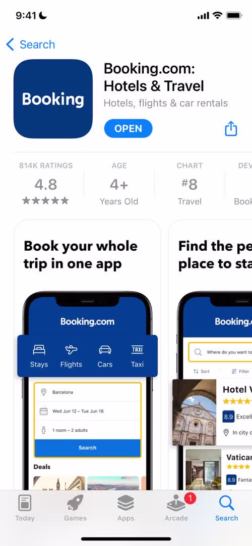 Booking.com app store listing screenshot