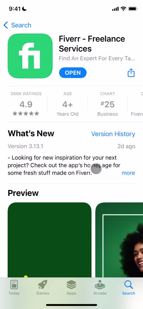 Fiverr app store listing screenshot