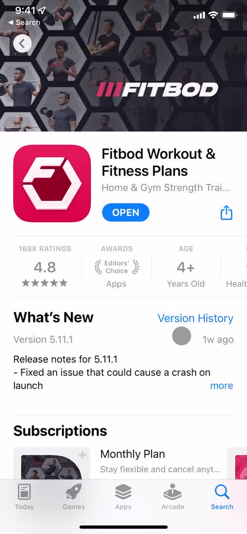 Fitbod app store listing screenshot