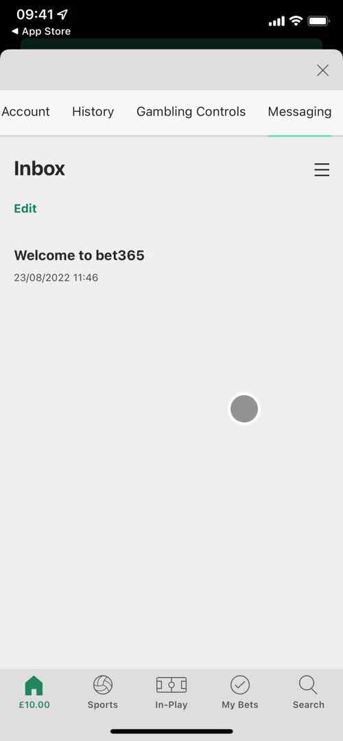 Bet365 inbox screenshot