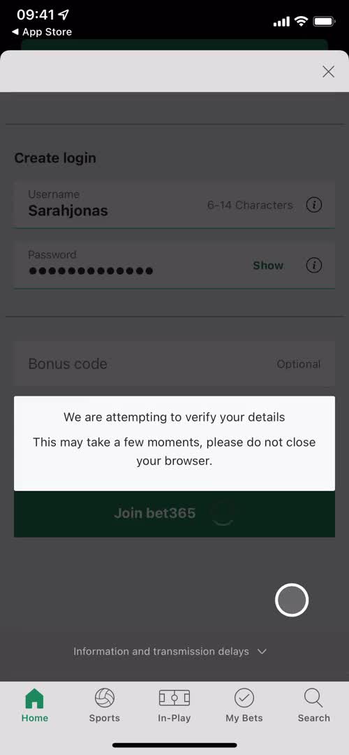 Bet365 loading screenshot