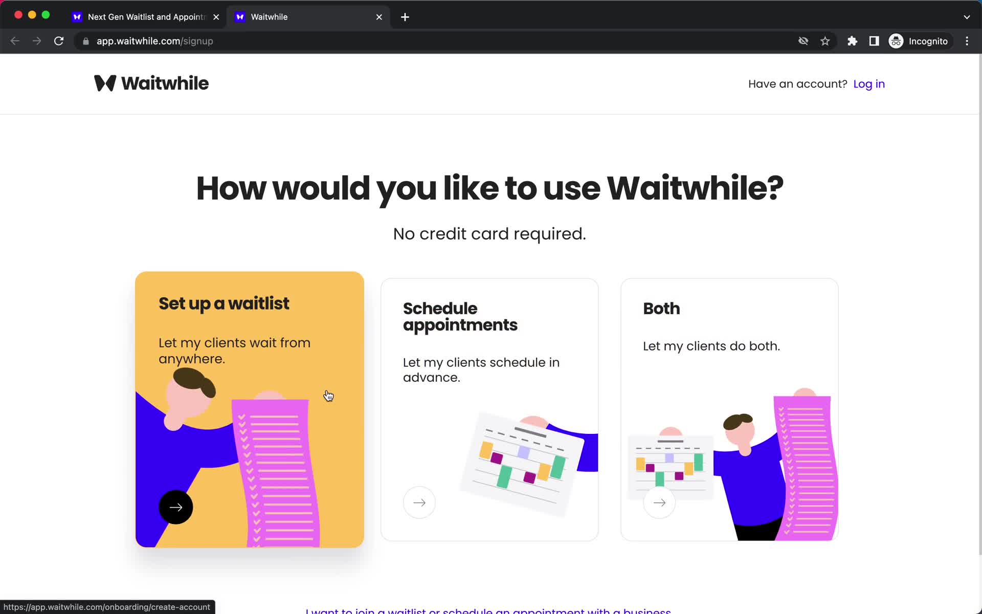 Waitwhile select use case screenshot