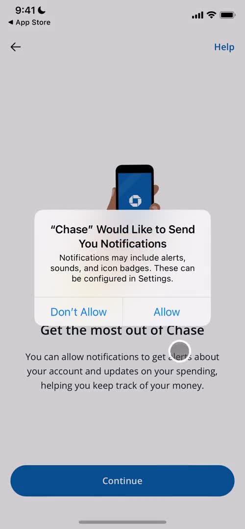 Chase enable notifications screenshot