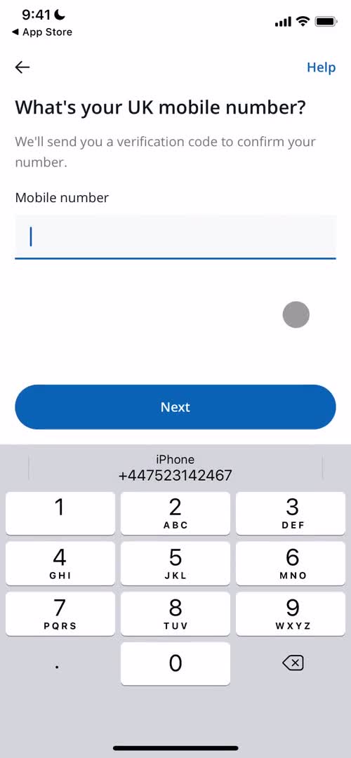 Chase enter phone number screenshot