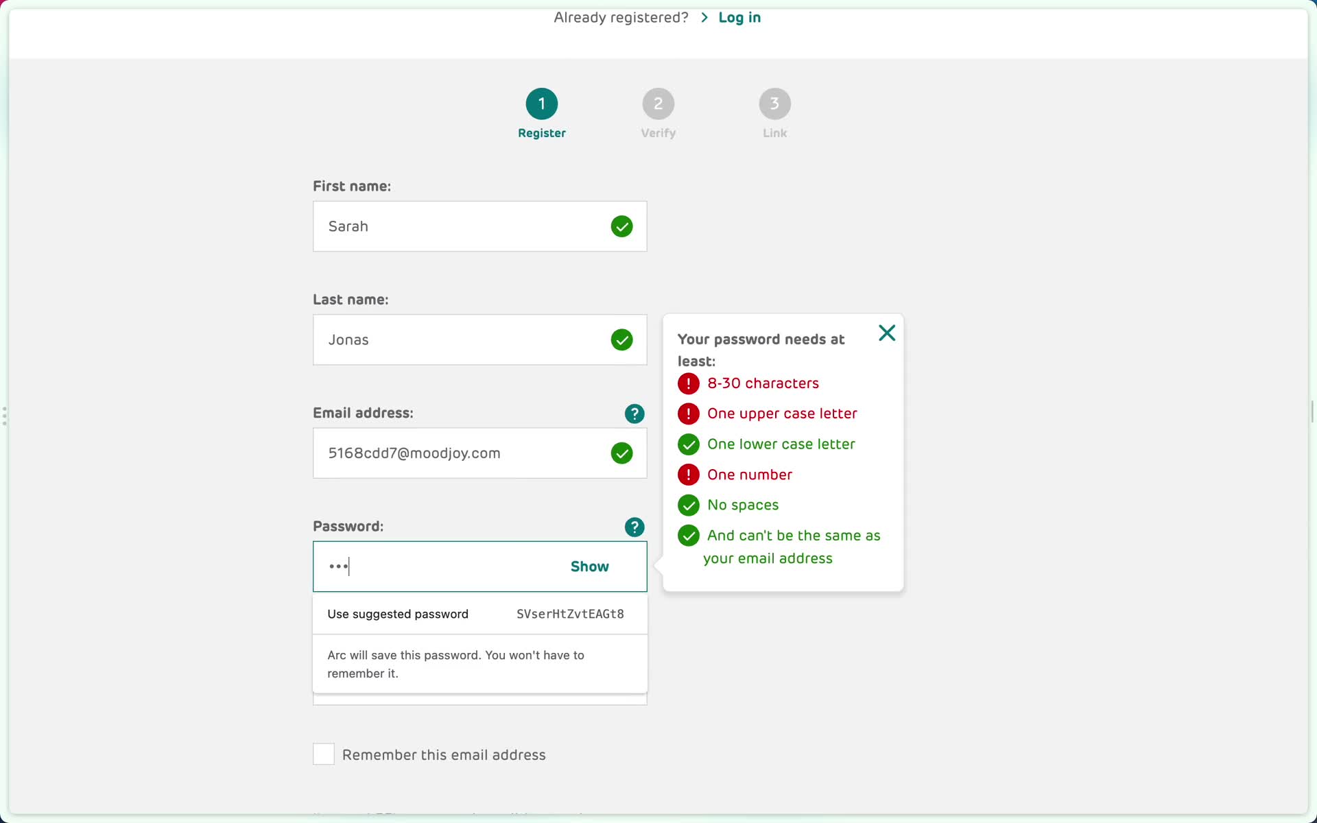 EE password validator screenshot