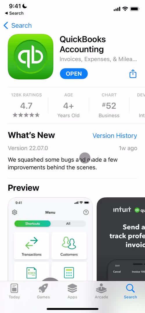 QuickBooks app store listing screenshot