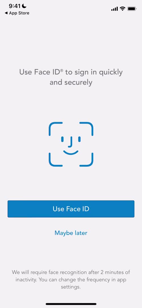 QuickBooks enable face id screenshot