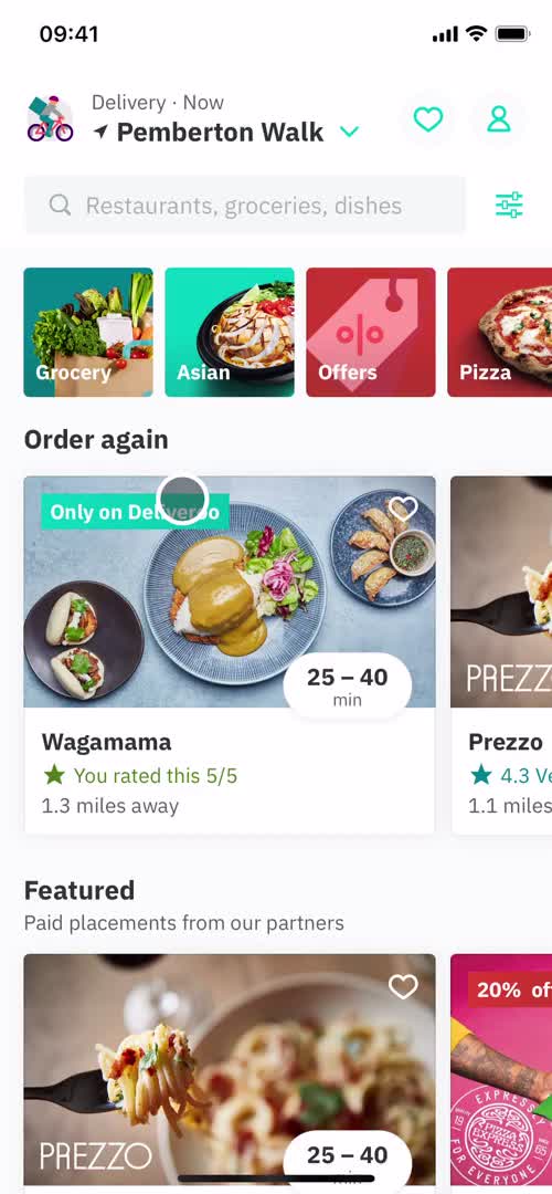 Deliveroo home screenshot