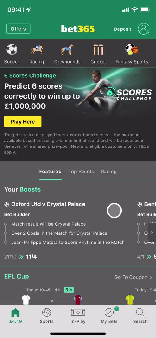 Bet365 home screenshot