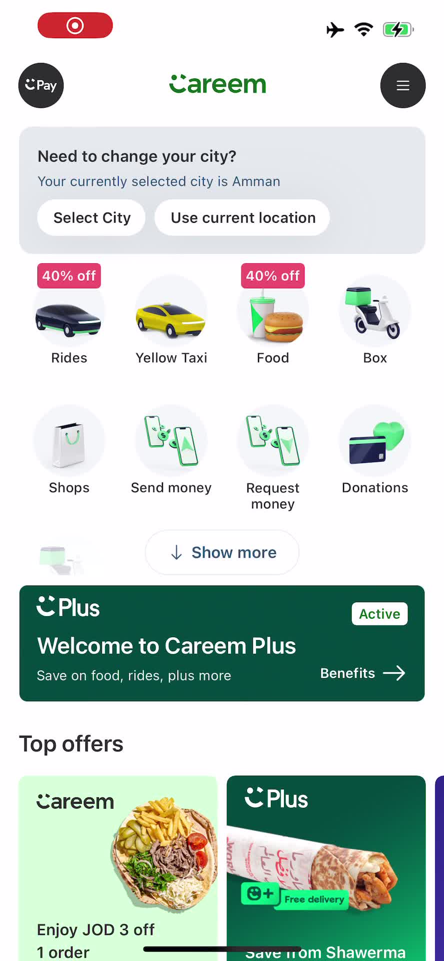 Careem home screenshot