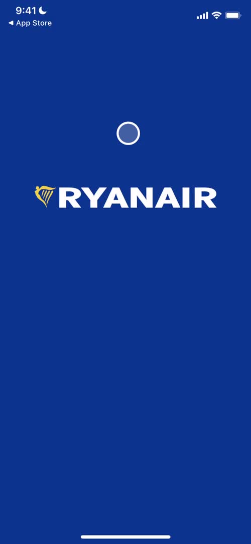 Ryanair splash screen screenshot