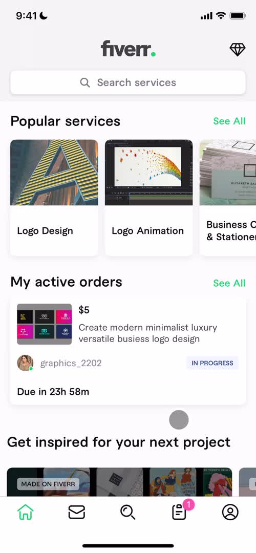 Fiverr home screenshot