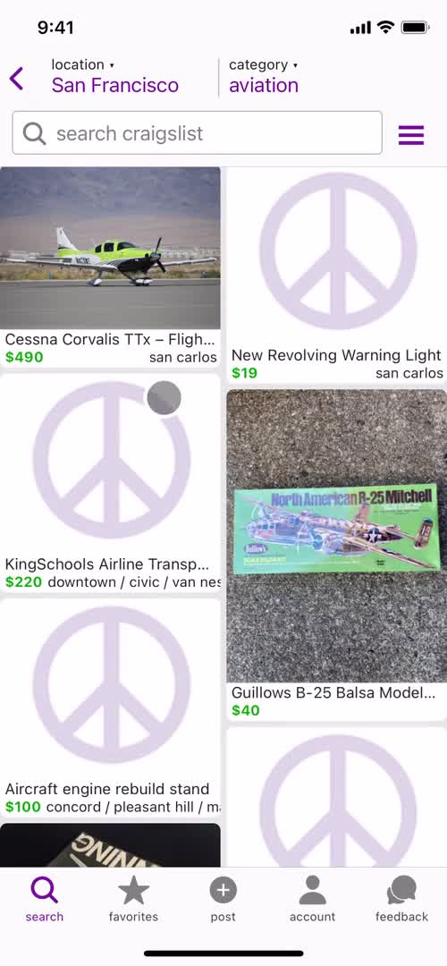 Craigslist category screenshot