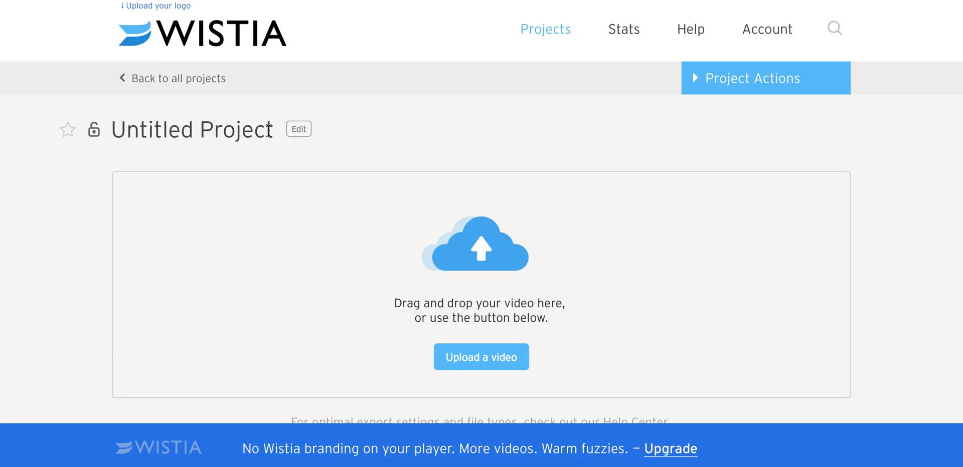 Wistia create project screenshot