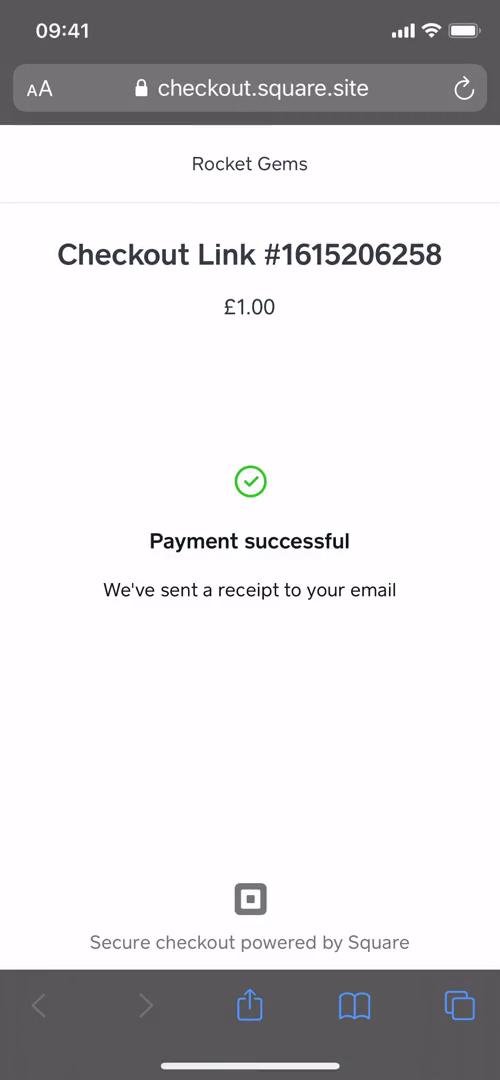 Square payment complete screenshot