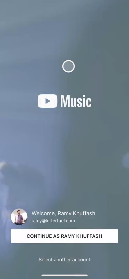 YouTube Music log in screenshot