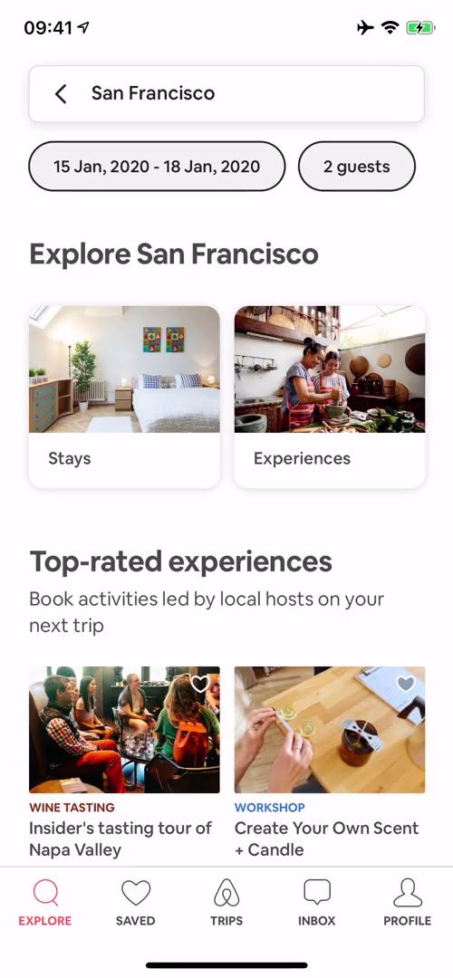 Airbnb search results screenshot