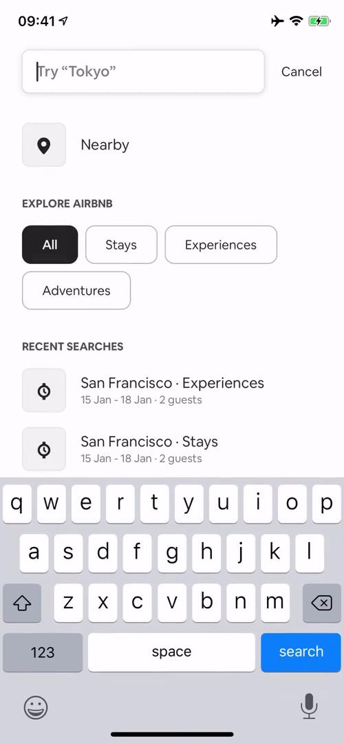 Airbnb search screenshot