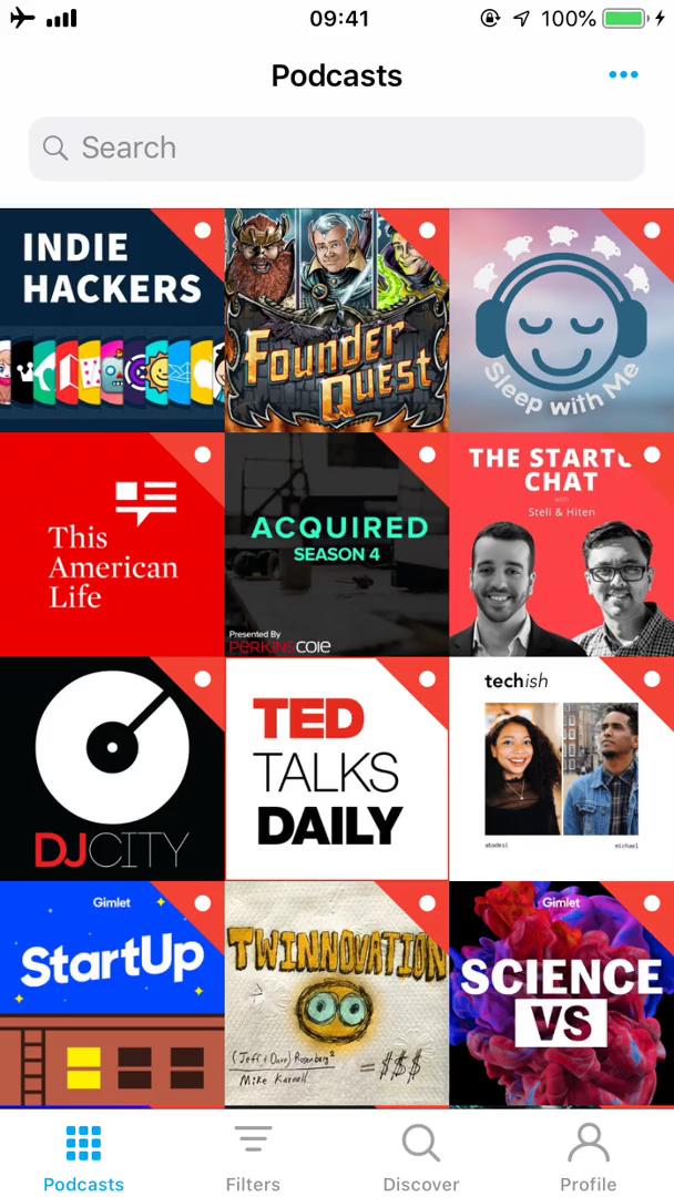 Pocket Casts home feed screenshot