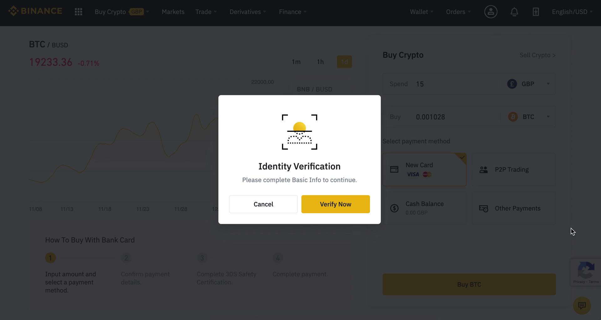 Binance verify identity screenshot