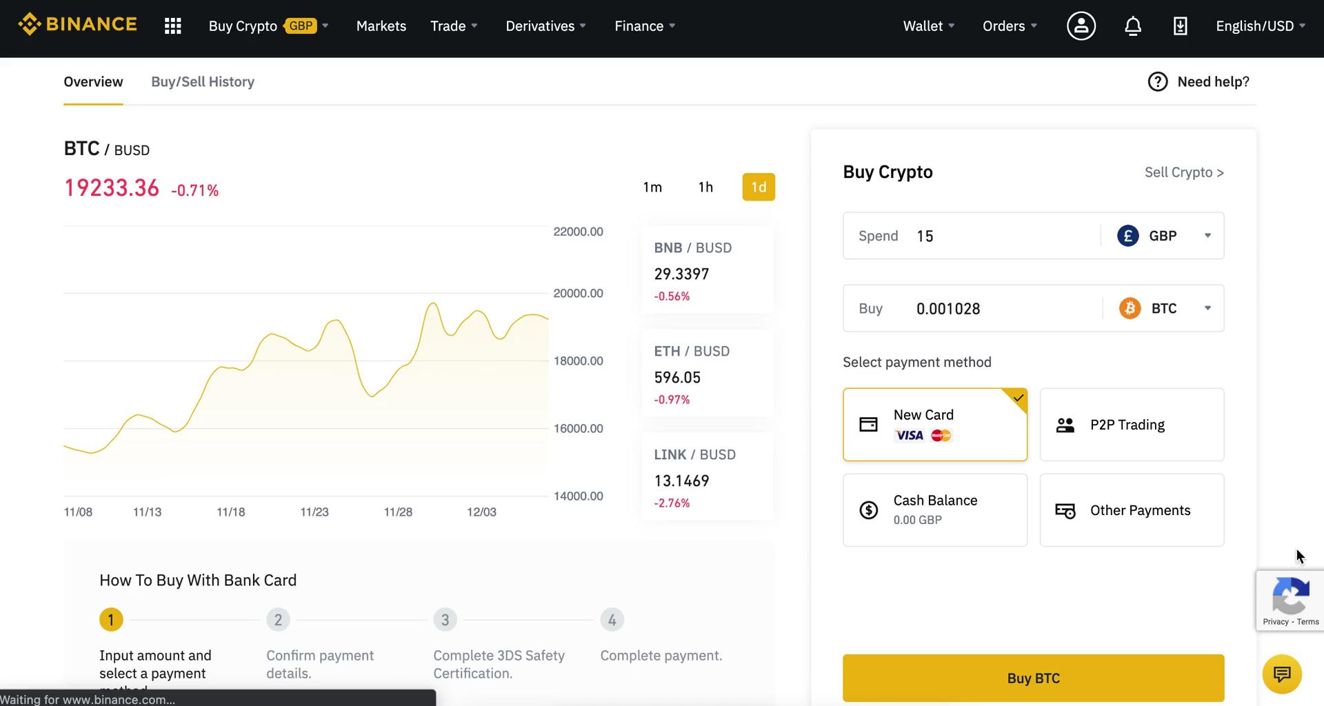 Binance buy crypto screenshot