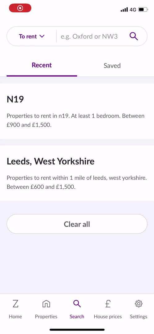 Zoopla search screenshot