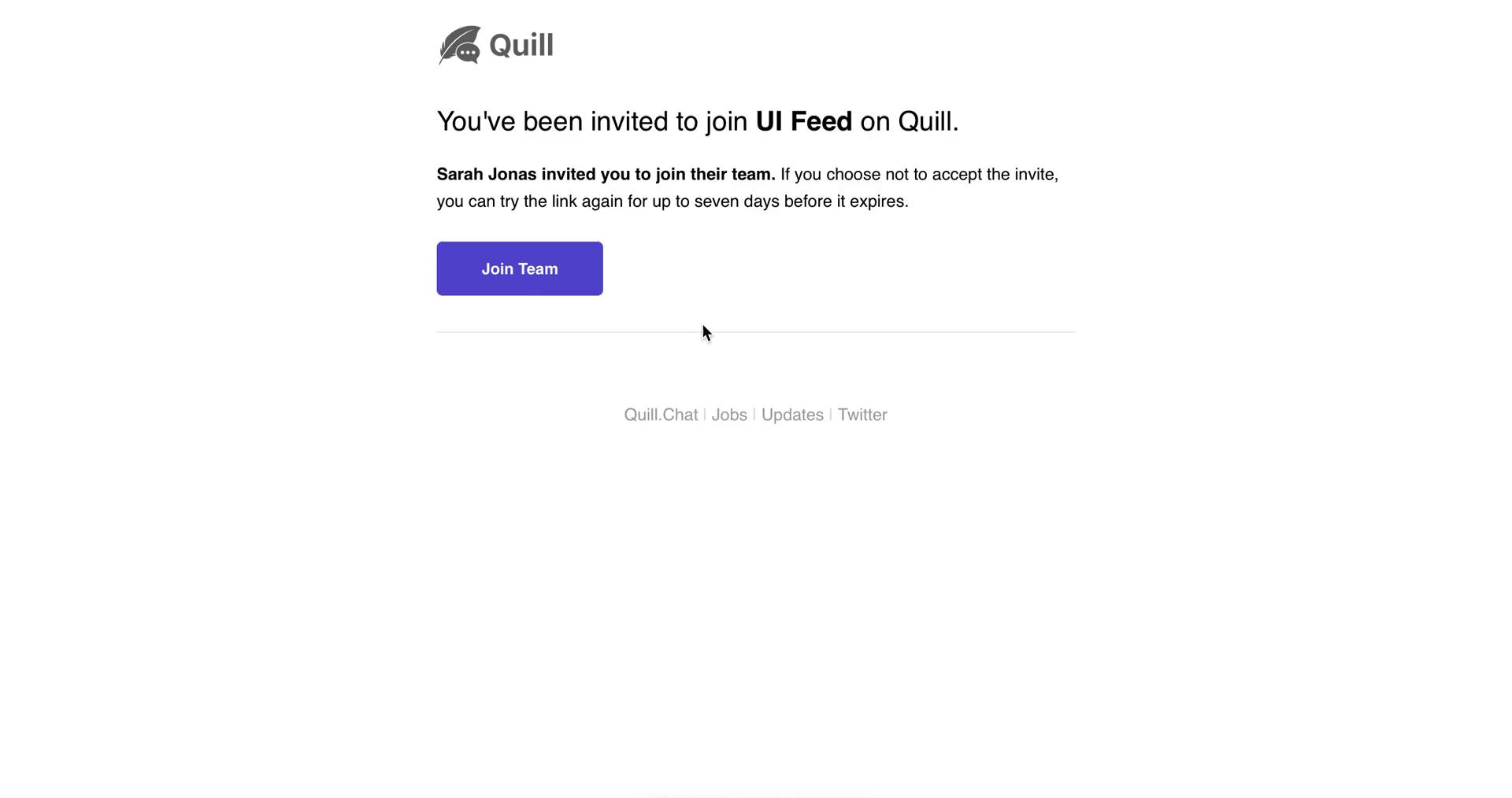 Quill invite email screenshot