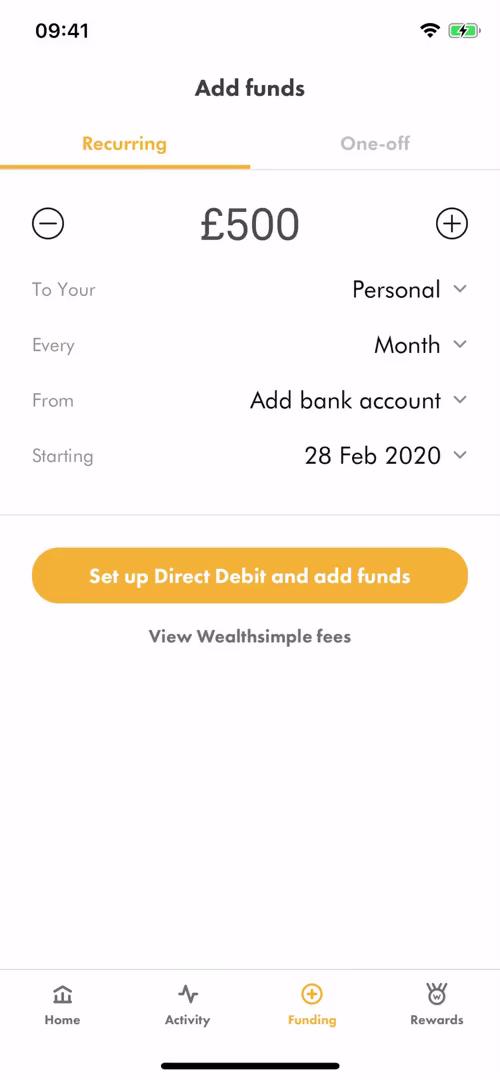 Wealthsimple add funds screenshot