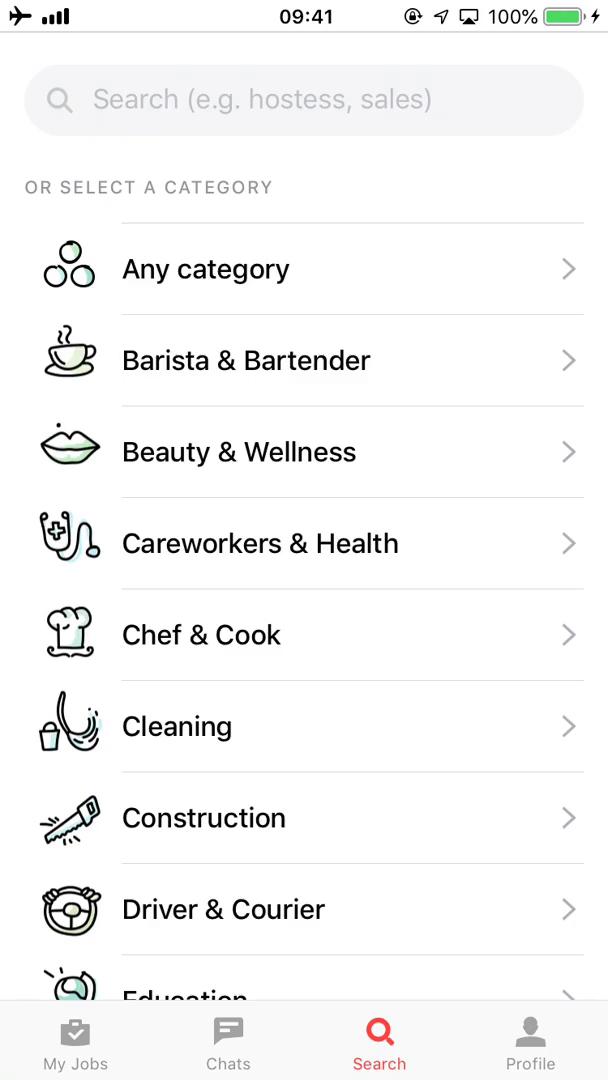 Job Today search for people screenshot