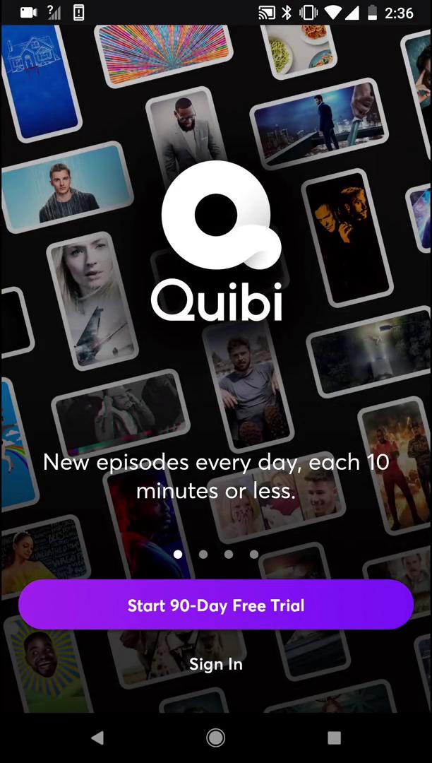 Quibi start screen screenshot