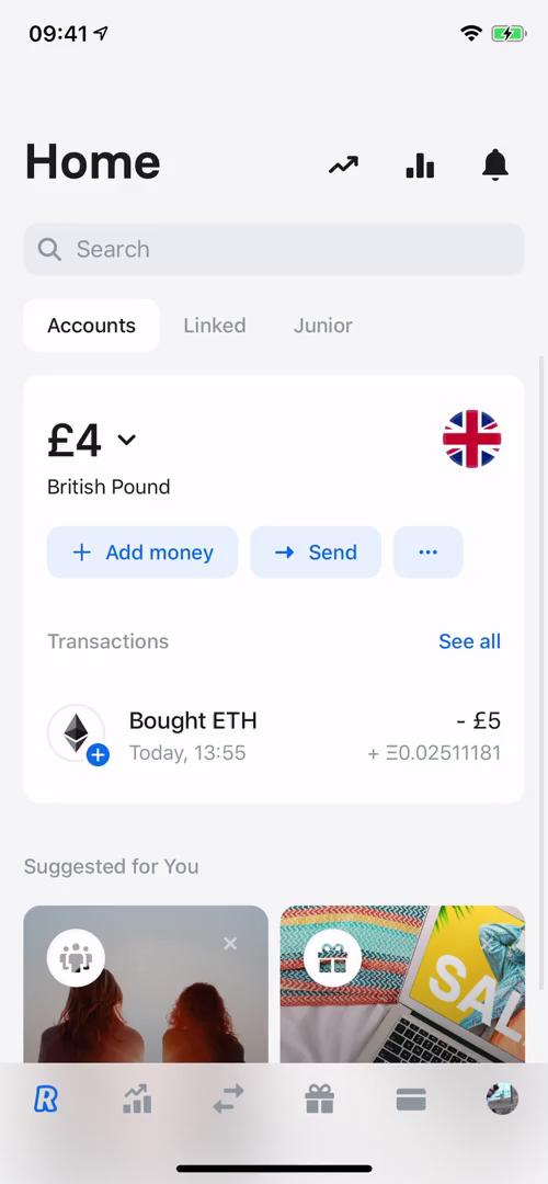 Revolut home screenshot