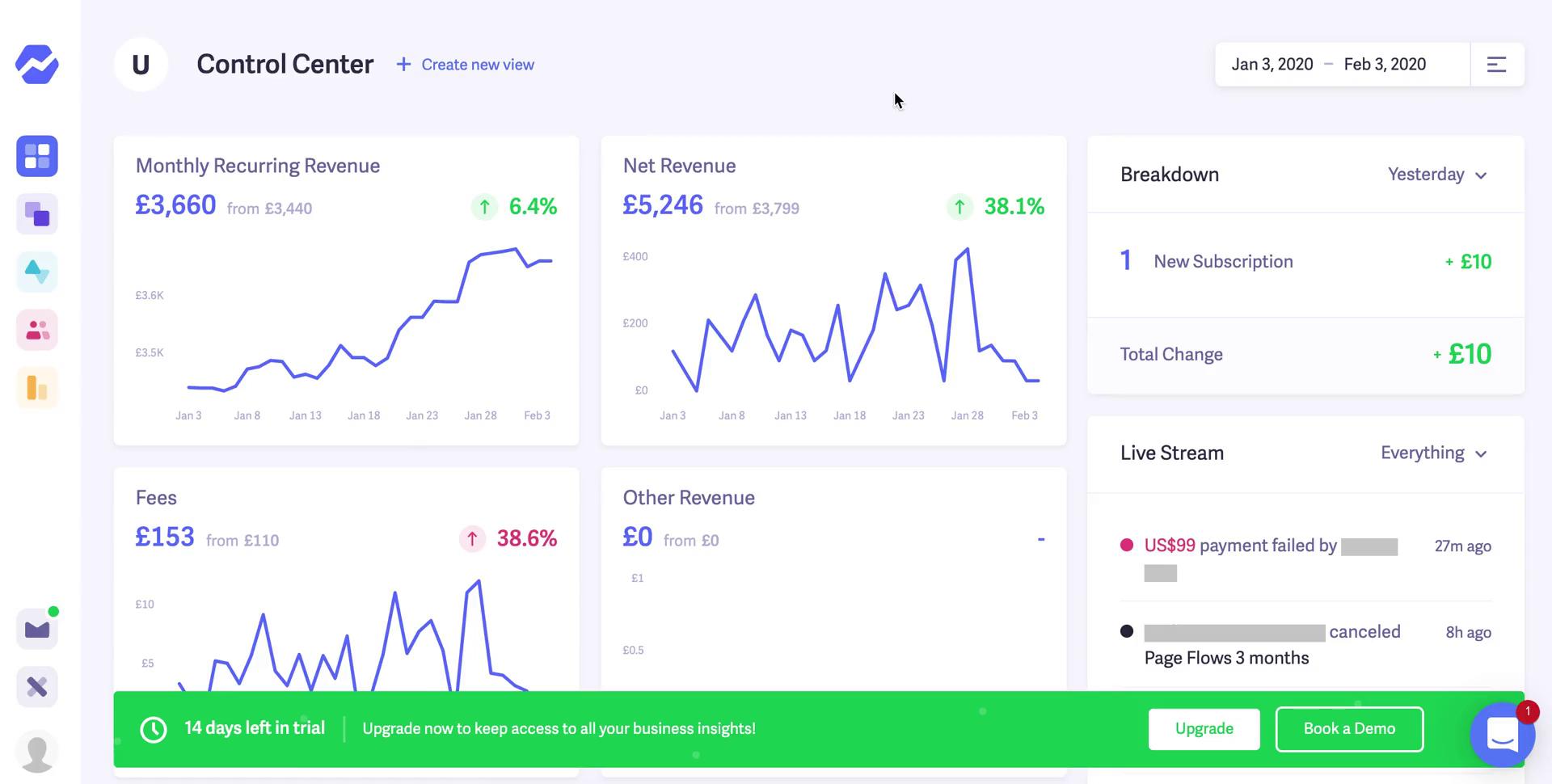 Baremetrics dashboard screenshot