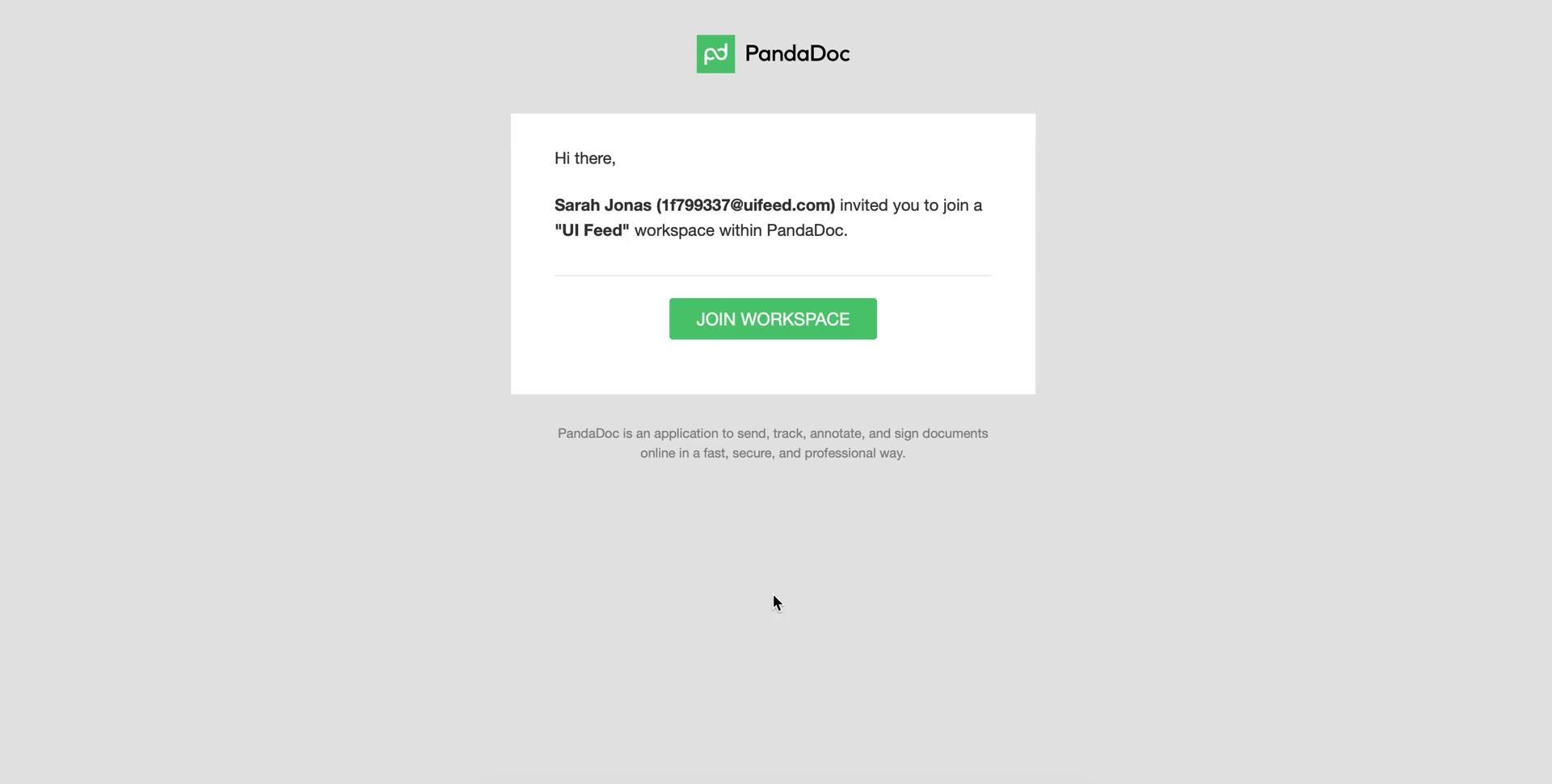 PandaDoc invite email screenshot