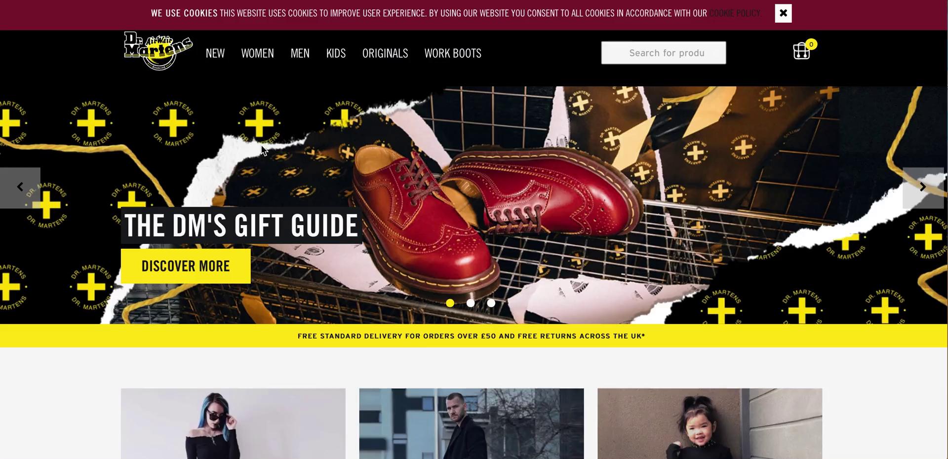 Dr Martens homepage screenshot