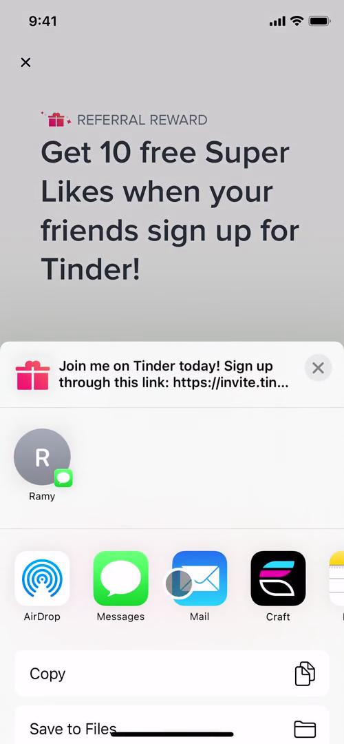 Tinder share screenshot