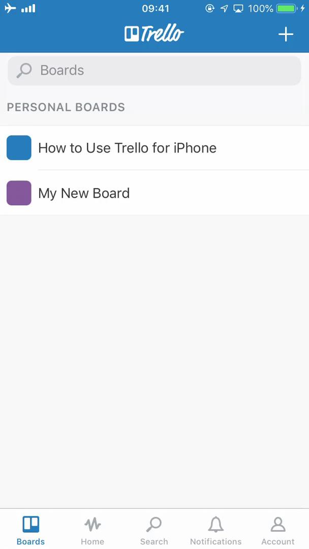 Trello boards screenshot