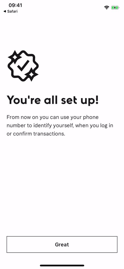 Klarna set up complete screenshot