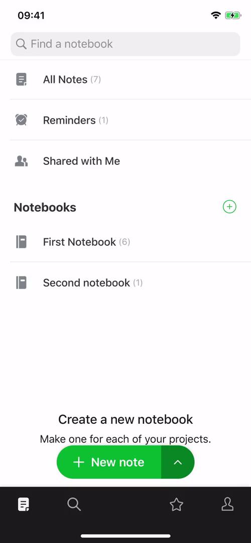 Evernote home screenshot