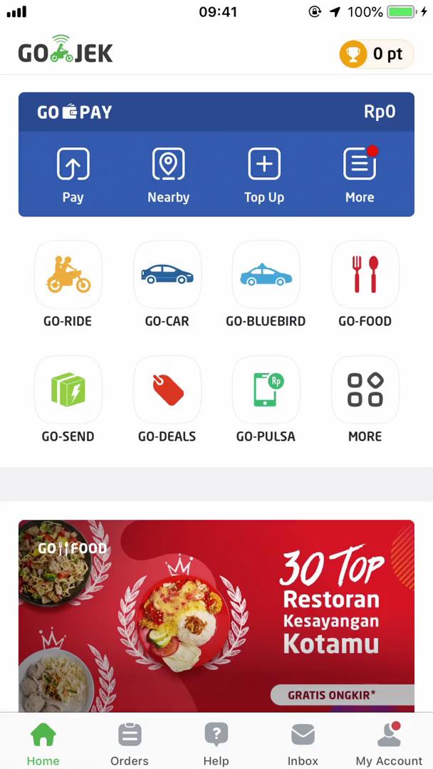 Go-Jek home feed screenshot