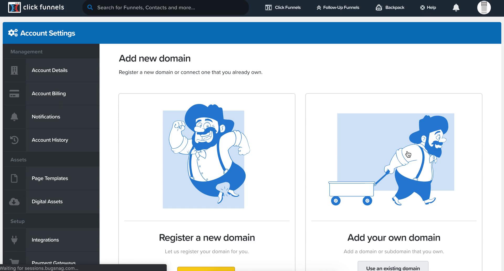 ClickFunnels add new domain screenshot