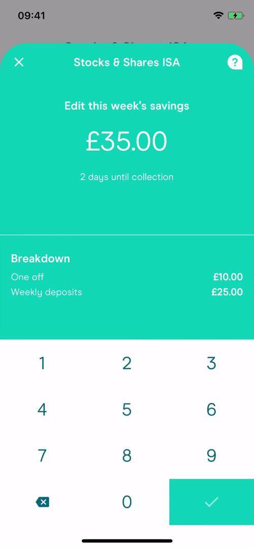 Moneybox savings breakdown screenshot