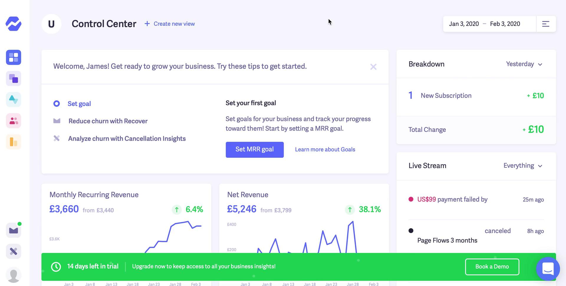 Baremetrics dashboard screenshot